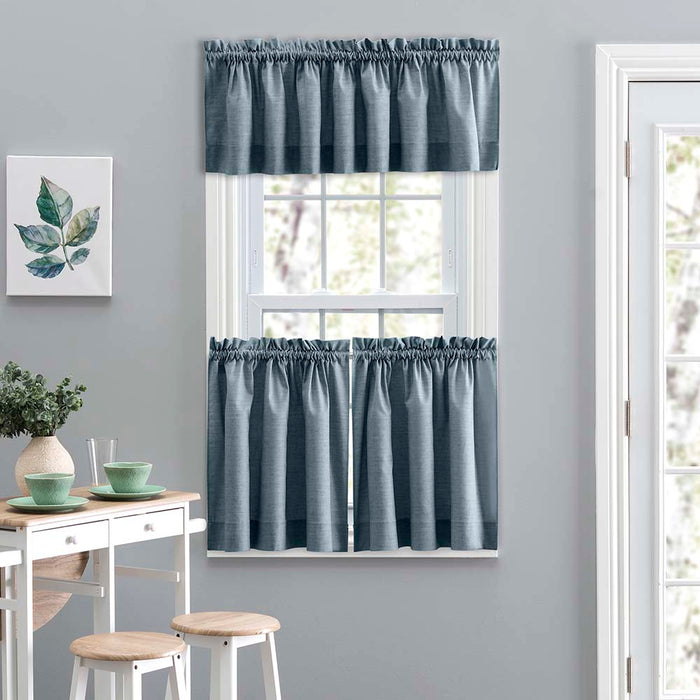 Ellis Lisa Solid Color Poly Cotton Duck Fabric Tailored Valance 58"x15" Dusty Blue