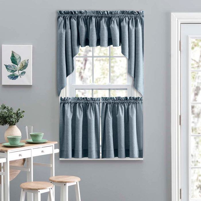 Ellis Lisa Solid Color Poly Cotton Duck Fabric Tailored Valance 58"x15" Dusty Blue