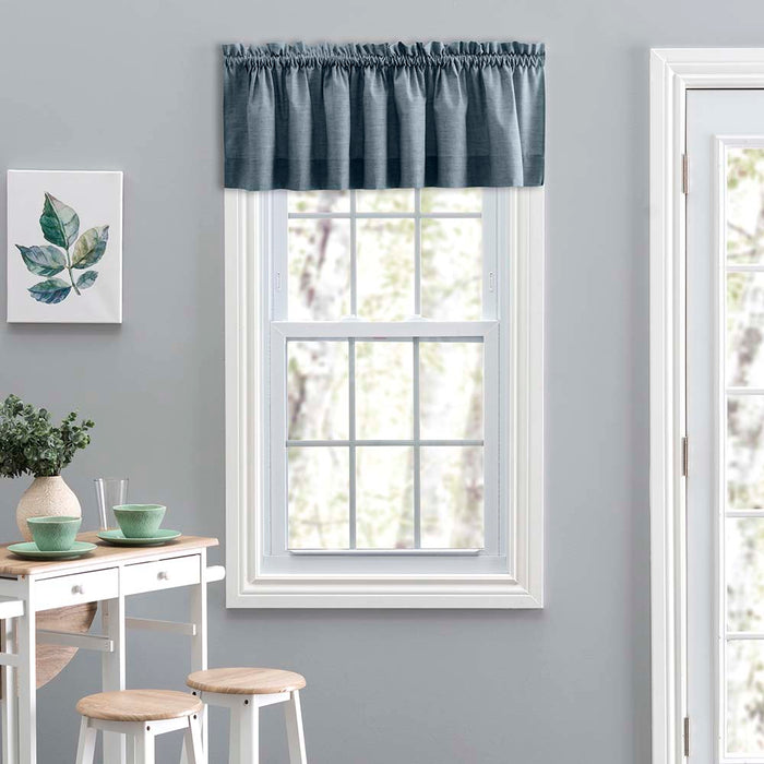 Ellis Lisa Solid Color Poly Cotton Duck Fabric Tailored Valance 58"x15" Dusty Blue