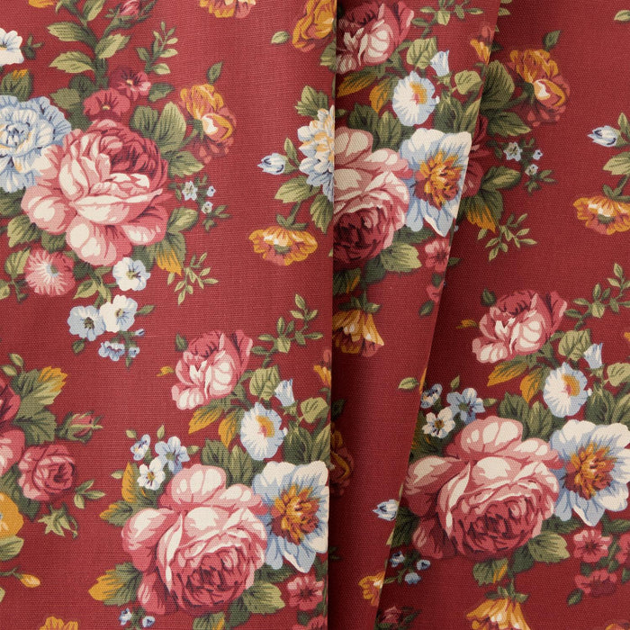 Ellis Bella Rose Elegant Medium Scale Printed Floral Pattern 1.5" Rod Pocket Tier for Windows Red