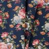Ellis Bella Rose Gorgeous Medium Scale Printed Floral Pattern 1.5" Rod Pocket Tier for Windows Navy