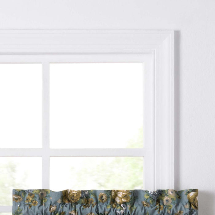 Ellis Bella Rose Stylish Medium Scale Printed Floral Pattern 1.5" Rod Pocket Tier for Windows Wedge