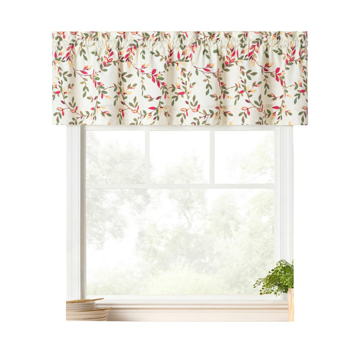 Ellis Vintage Stylish Medium Scale Printed Vine Pattern 1.5" Rod Pocket Tailored Valance for Windows 58"x15" Pecan