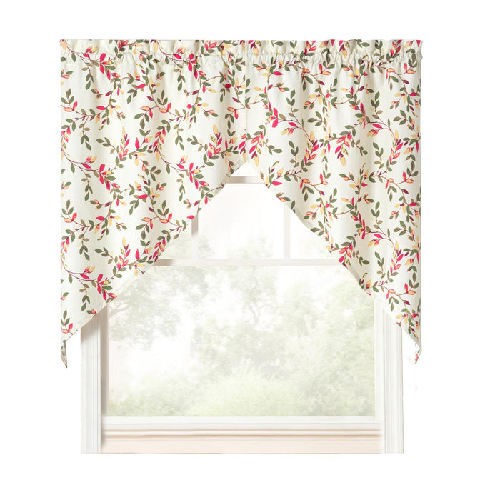 Ellis Vintage Stylish Medium Scale Printed Vine Pattern 1.5" Rod Pocket Tailored Swag for Windows 56"x36" Pecan