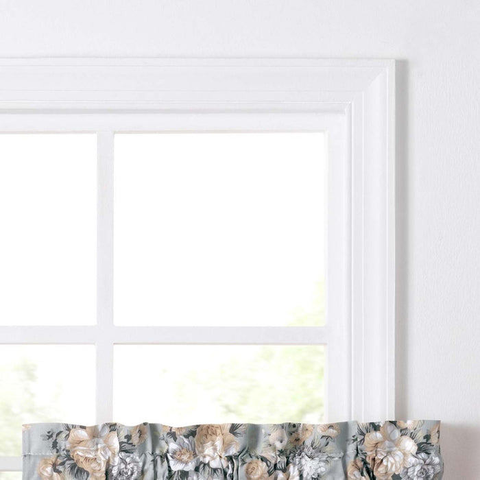 Ellis Bella Rose Exclusive Medium Scale Printed Floral Pattern 1.5" Rod Pocket Tier for Windows Mist