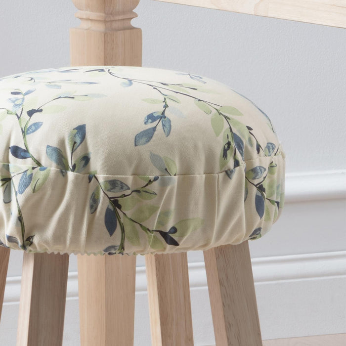 Ellis Vintage Stylish Medium Scale Printed Vine Pattern Elastic Bottom Edge Barstool Cover 13"x13" Azure