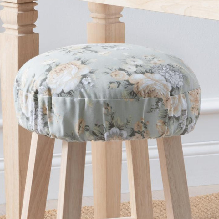Ellis Bella Rose Stylish Medium Scale Printed Floral Pattern Elastic Bottom Edge Barstool Cover 13"x13" Mist