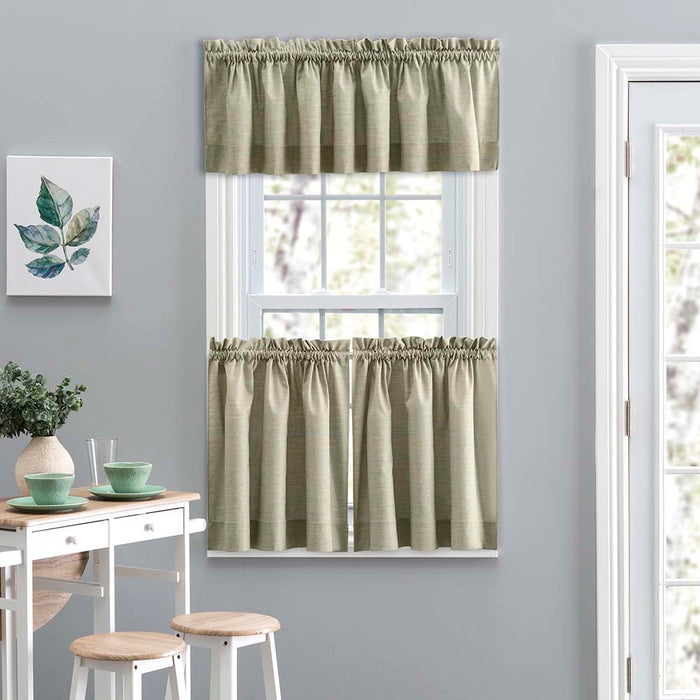 Ellis Lisa Solid Color Poly Cotton Duck Fabric 1.5" Rod Pocket for Simple Window Tailored Valance 58"x15" Mist