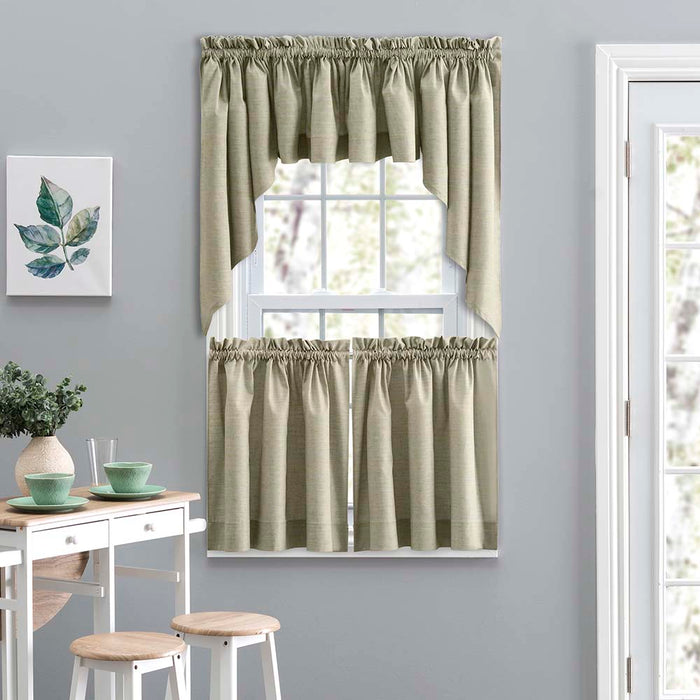 Ellis Lisa Solid Color Poly Cotton Duck Fabric 1.5" Rod Pocket for Simple Window Tailored Valance 58"x15" Mist