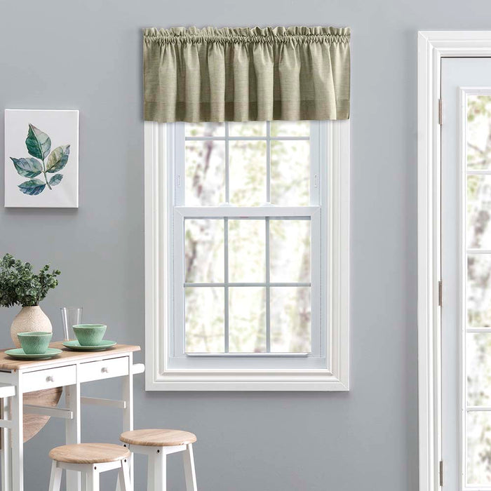 Ellis Lisa Solid Color Poly Cotton Duck Fabric 1.5" Rod Pocket for Simple Window Tailored Valance 58"x15" Mist