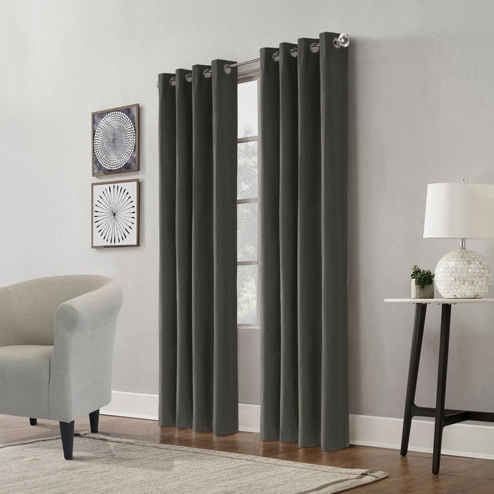 Thermaplus Edison Grommet Premium Quality Blackout Curtains Panel for Bedroom Charcoal