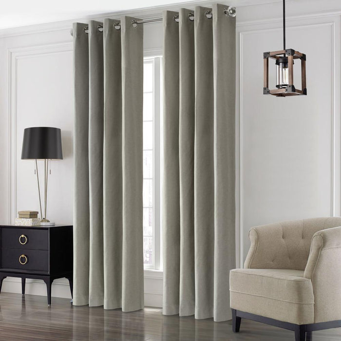 Thermaplus Edison Grommet Premium Quality Blackout Curtains Panel for Bedroom Light Grey