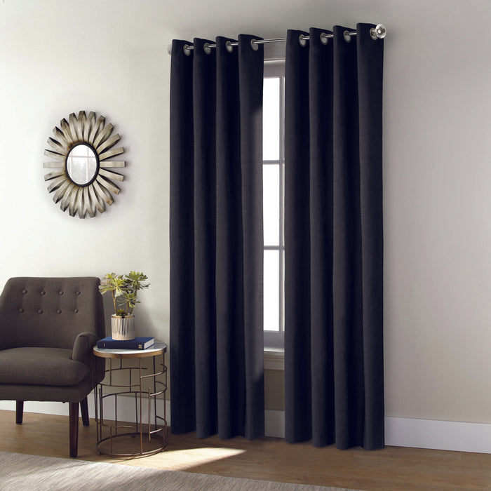 Thermaplus Shadow Blackout UV Protection Grommet Curtain Panel for Windows 52" x 63" Black