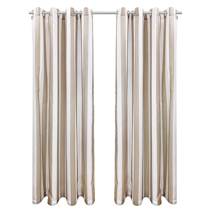 Commonwealth Seascapes Stripes Light Filtering Satiny Look Provide Privacy Grommet Outdoor Panel Pair Linen