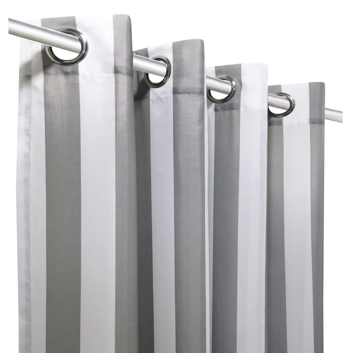 Commonwealth Seascapes Stripes Light Filtering Satiny Look Provide Privacy Grommet Outdoor Panel Pair Alloy Grey