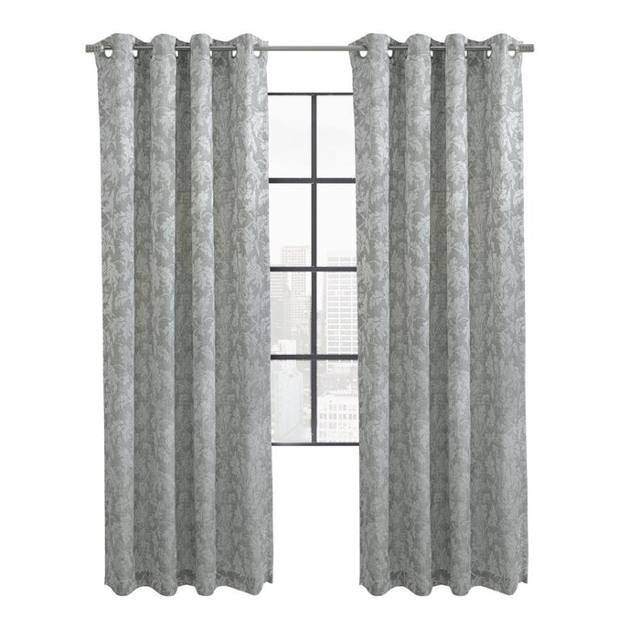 Habitat Valencia Light Filtering Provide Daytime Privacy Rich Woven Branch Leaf Design Grommet Curtain Panel Grey