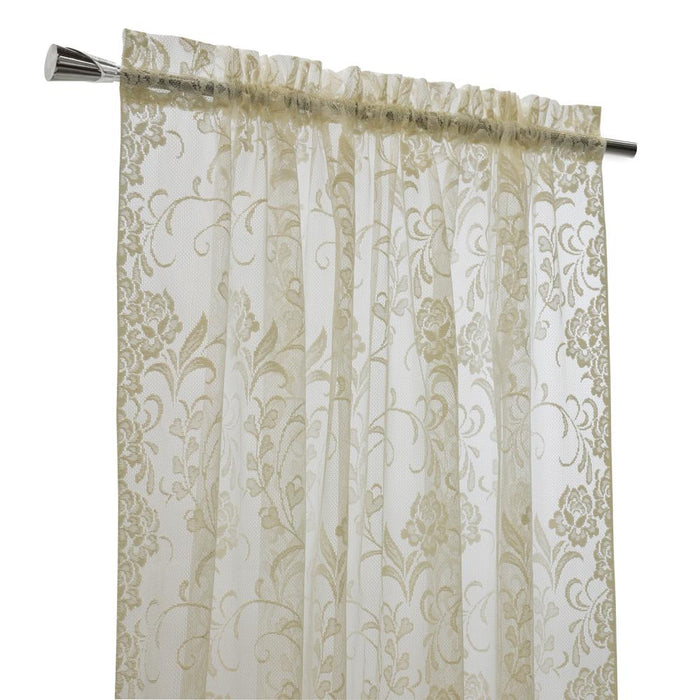 Habitat Limoges Sheer Rod Pocket Timeless and Naturalistic Floral Designs Selvedge Sides Curtain Panel Ivory