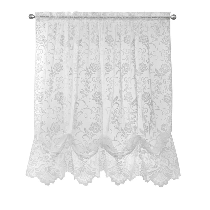 Habitat Limoges Sheer Rod Pocket Timeless Romantic Floral Lace Design Balloon Curtain 55" x 63"