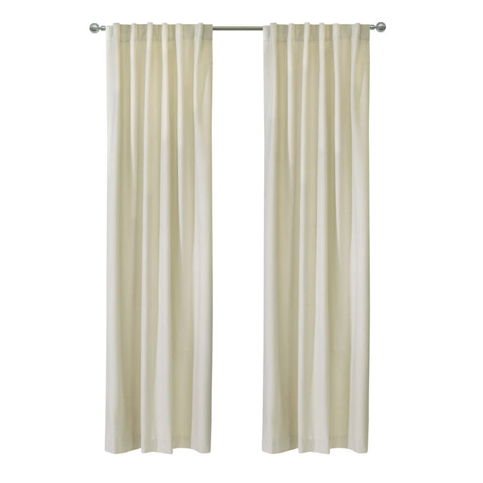 Thermaplus Seren Room Darkening Window Treatment Dual Header Curtain Panel for Bedroom Livingroom Natural