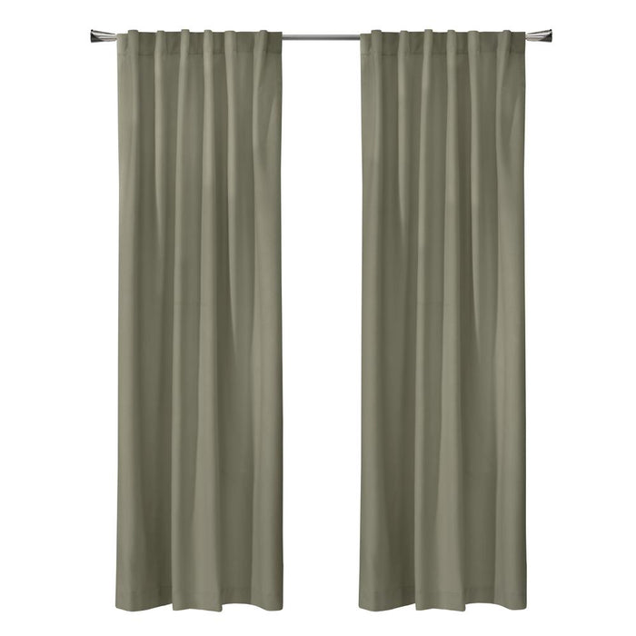 Thermaplus Seren Room Darkening Window Treatment Dual Header Curtain Panel for Bedroom Livingroom Taupe