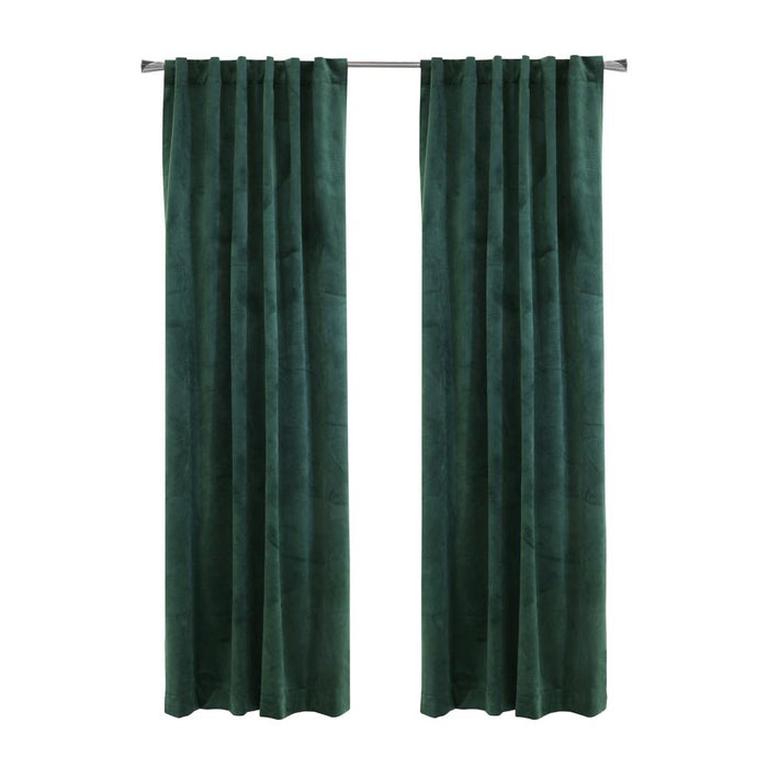 Thermaplus Seren Room Darkening Window Treatment Dual Header Curtain Panel for Bedroom Livingroom Green