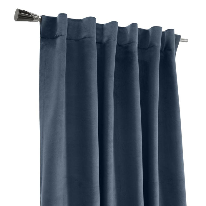Thermaplus Seren Room Darkening Window Treatment Dual Header Curtain Panel for Bedroom Livingroom Navy