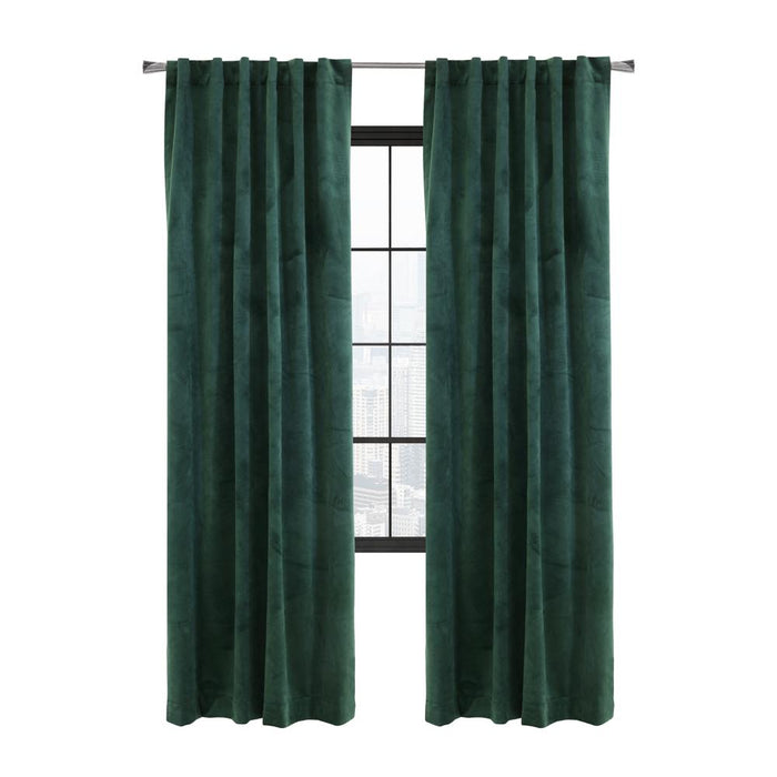 Thermalogic Seren Classic Velvet Room Darkening Dual Header Energy Efficient Curtain Panel Dark Green