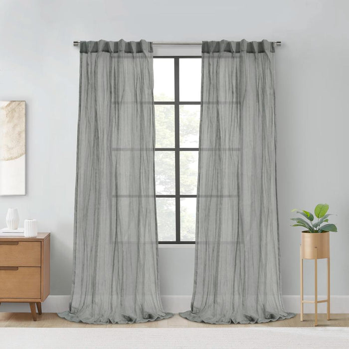 Habitat Paloma Sheer Dual Header Stylish and Functional Curtain Panel Grey