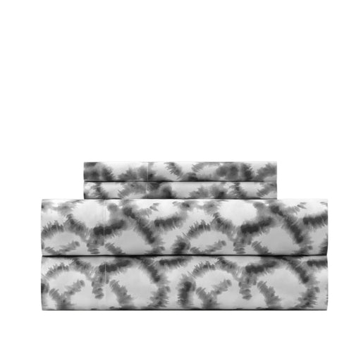 Chic Home Amira Sheet Set Watercolor Overlapping Rings Pattern Print Design - Includes 1 Flat, 1 Fitted Sheet, and 1 Pillowcase - 3 Piece - Twin 66x102", Grey - Grey