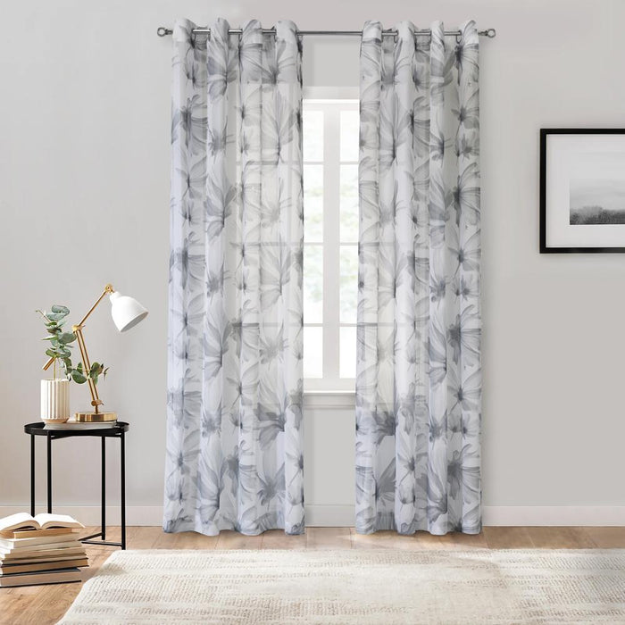 Habitat Ophelia Light Filtering Window Treatment Grommet Curtain Panel for Bedroom Livingroom White Grey
