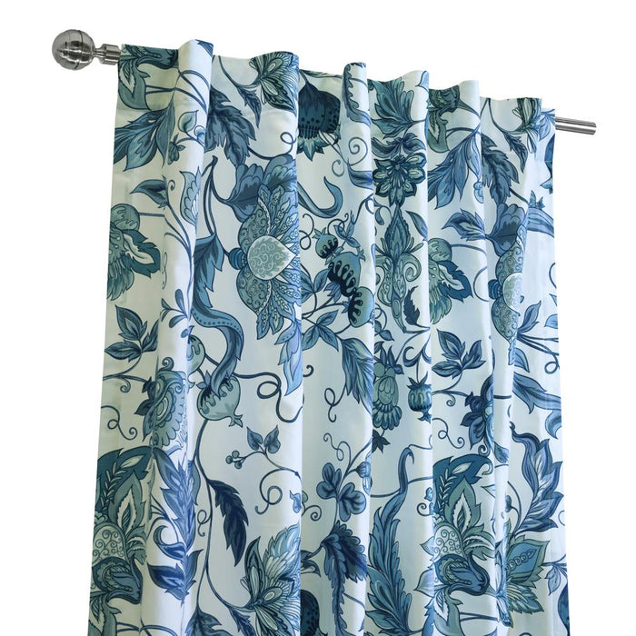Habitat Jacobean Garden Jacobean Print Design Light Filtering Dual Header Curtain Panel Blue