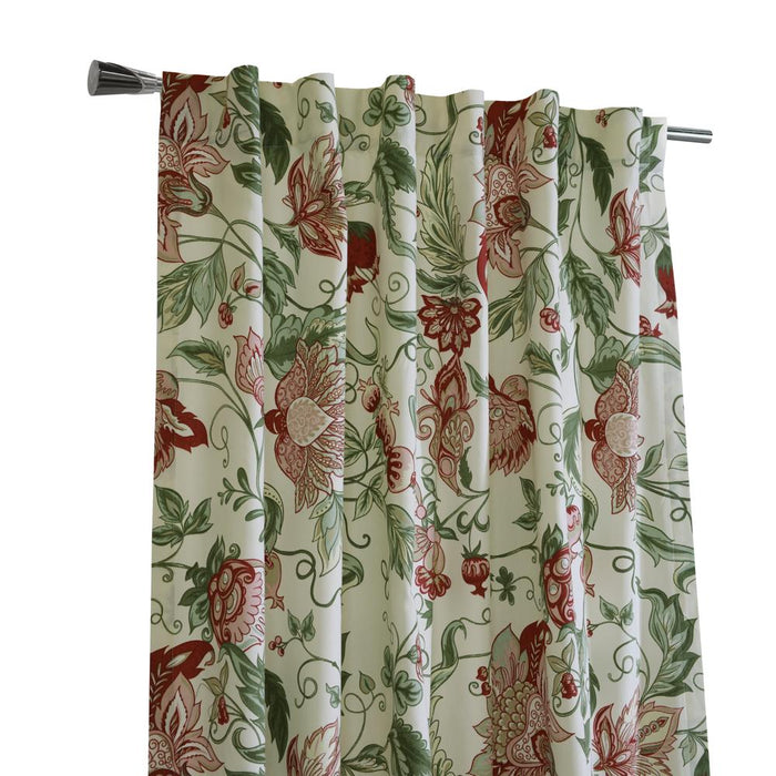 Habitat Jacobean Garden Jacobean Print Design Light Filtering Dual Header Curtain Panel for Livingroom Red
