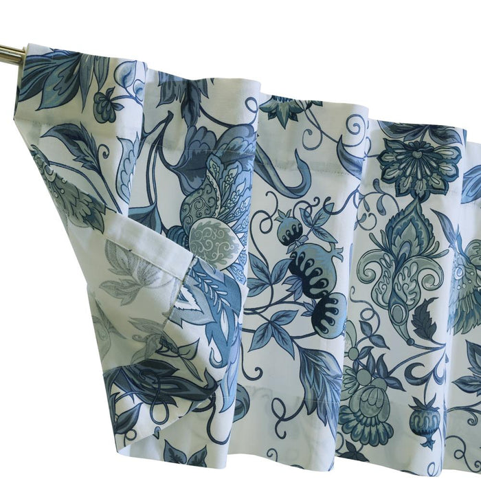 Habitat Jacobean Garden Light Filtering Window Treatment Dual Header Valance 52" x 15" for Bedroom Livingroom Blue