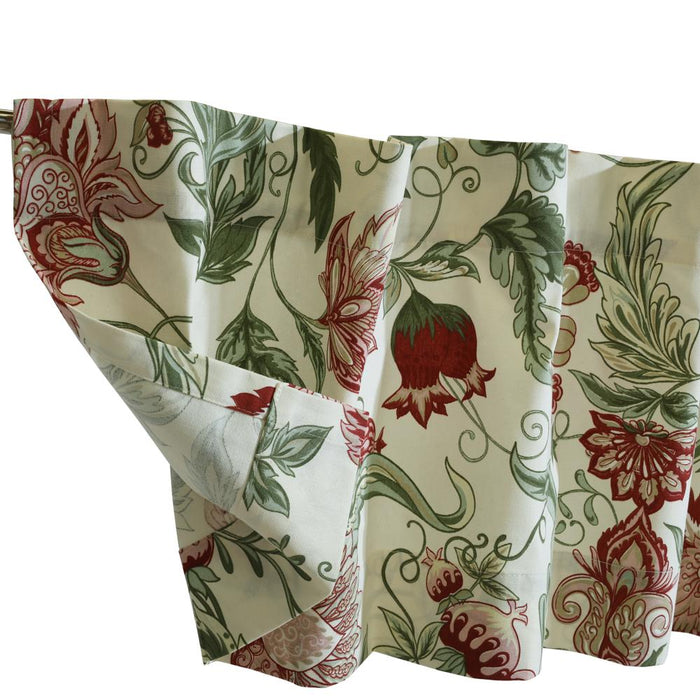Habitat Jacobean Garden Light Filtering Window Treatment Dual Header Valance 52" x 15" for Bedroom Livingroom Red