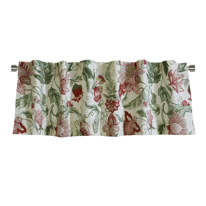 Habitat Jacobean Garden Light Filtering Window Treatment Dual Header Valance 52" x 15" for Bedroom Livingroom Red