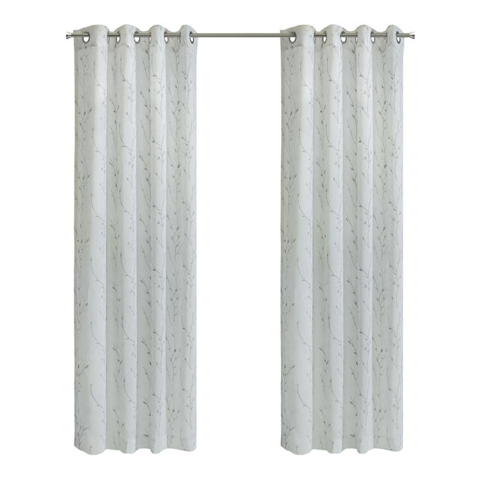 Habitat Ivy Light Filtering Grommet Botanical Motif Print Curtain Panel for Livingroom White