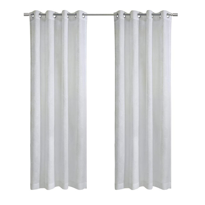 Thermaplus Margot 100% Blackout Subtle Textured Geometric Pattern Grommet Curtain Panel White