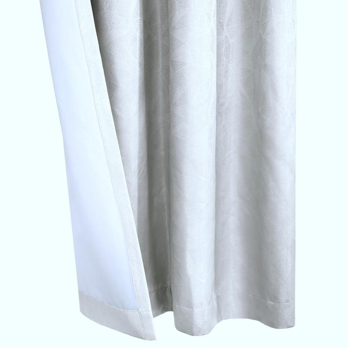 Thermaplus Margot 100% Blackout Subtle Textured Geometric Pattern Grommet Curtain Panel White