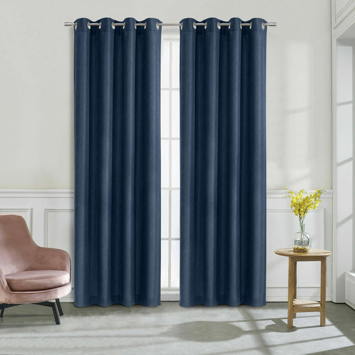 Habitat Abstract Light Filtering Energy Efficeint Grommet Curtain Panel for Windows Navy