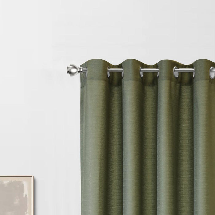 Habitat Cameron Light Filtering Slub Textured Grommet Curtain Panel Olive