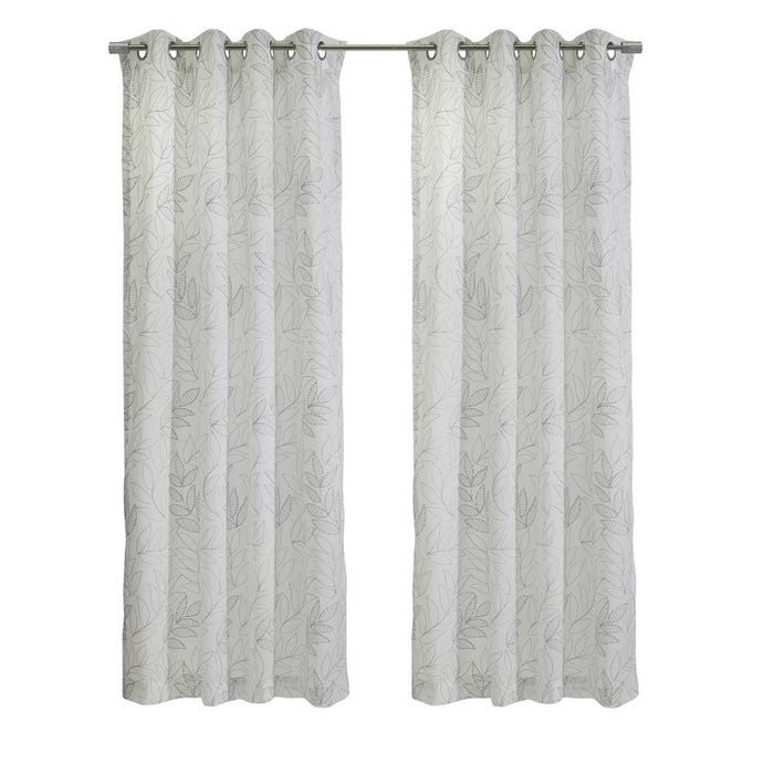 Habitat Valentina Sheer Window Treatment Tone on Tone Motif Grommet Curtain Panel for Bedroom Livingroom Grey
