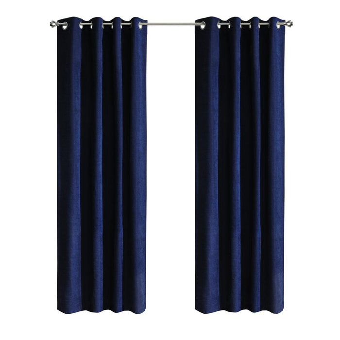 Thermaplus Chenille 100% Blackout Grommet Exclusive Curtains for Livingroom Bedroom Dark Navy