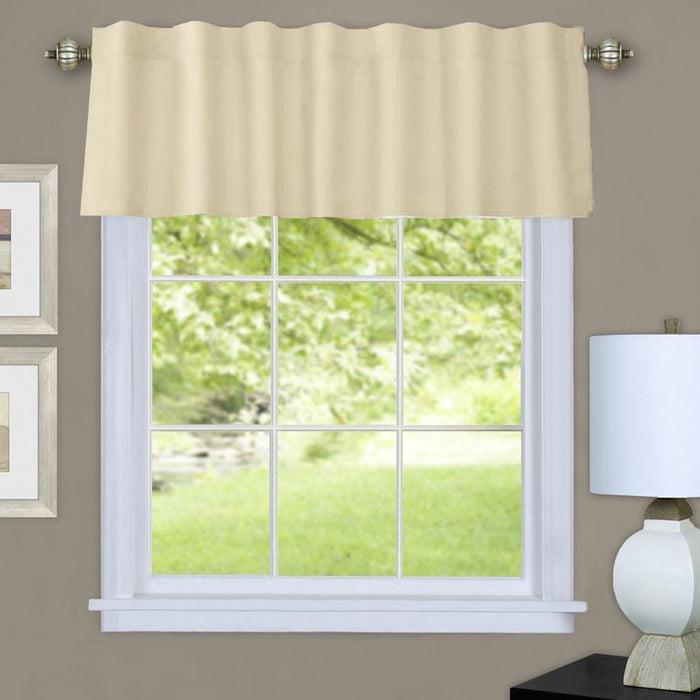Commonwealth Thermalogic Prescott Insulated Dual Header Valance With 8 Tabs and 3" Rod Pocket - 60x16" - Ivory - Ivory