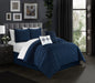 Chic Home Mayflower Comforter Set Embossed Medallion Scroll Pattern Design Bed In A Bag Navy, Queen - Queen