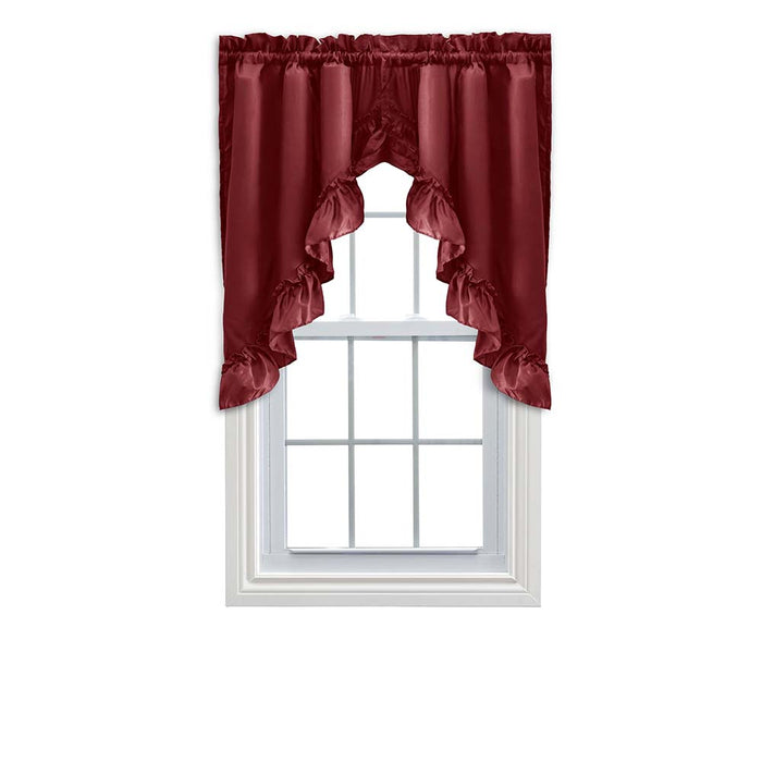 Ellis Stacey 1.5" Rod Pocket High Quality Fabric Solid Color Window Ruffled Swag 60"x38"