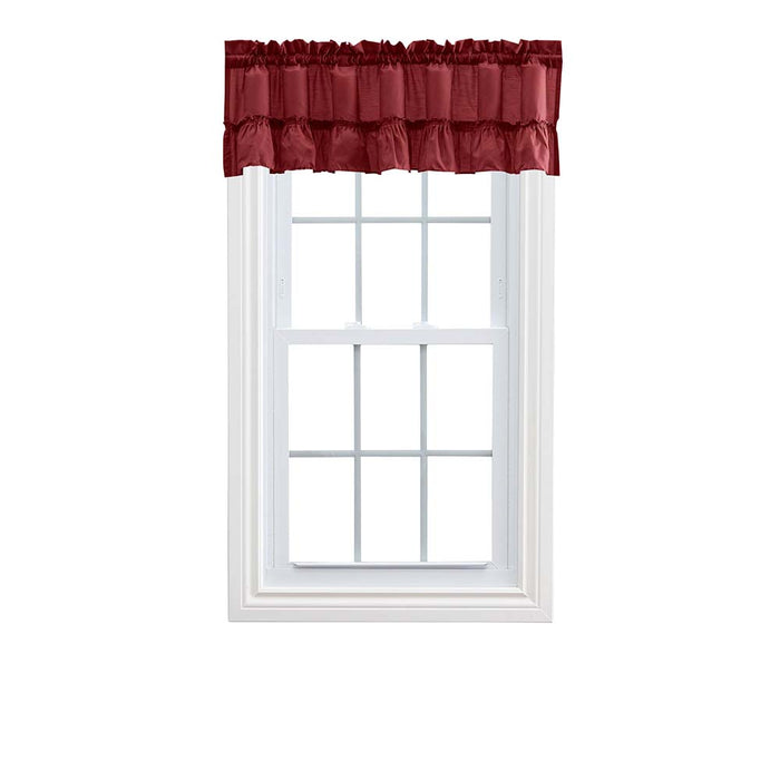 Ellis Stacey 1.5" Rod Pocket High Quality Fabric Solid Color Window Ruffled Filler Valance 54"x13" Merlot