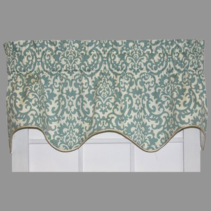 Ellis Curtain Duncan High Quality Room Darkening Solid Natural Color Lined Scallop Window Valance - 50 x15" Spa