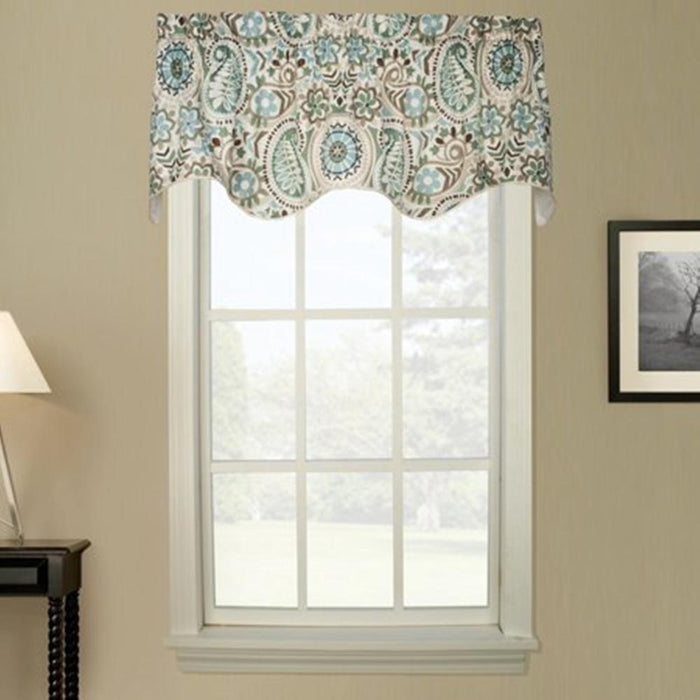 Ellis Curtain Paisley Prism 2-Piece High Quality Classic Natural Print Swag Lined Duchess Window Valance - 100x30" Latte