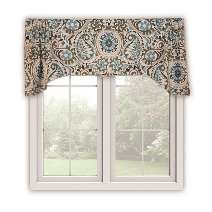 Ellis Curtain Paisley Prism High Quality Room Darkening Solid Natural Color Lined Arch Window Valance - 50x15", Latte