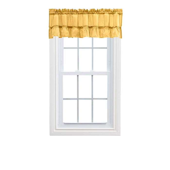 Ellis Stacey 1.5" Rod Pocket High Quality Fabric Solid Color Window Ruffled Filler Valance 54"x13" Yellow